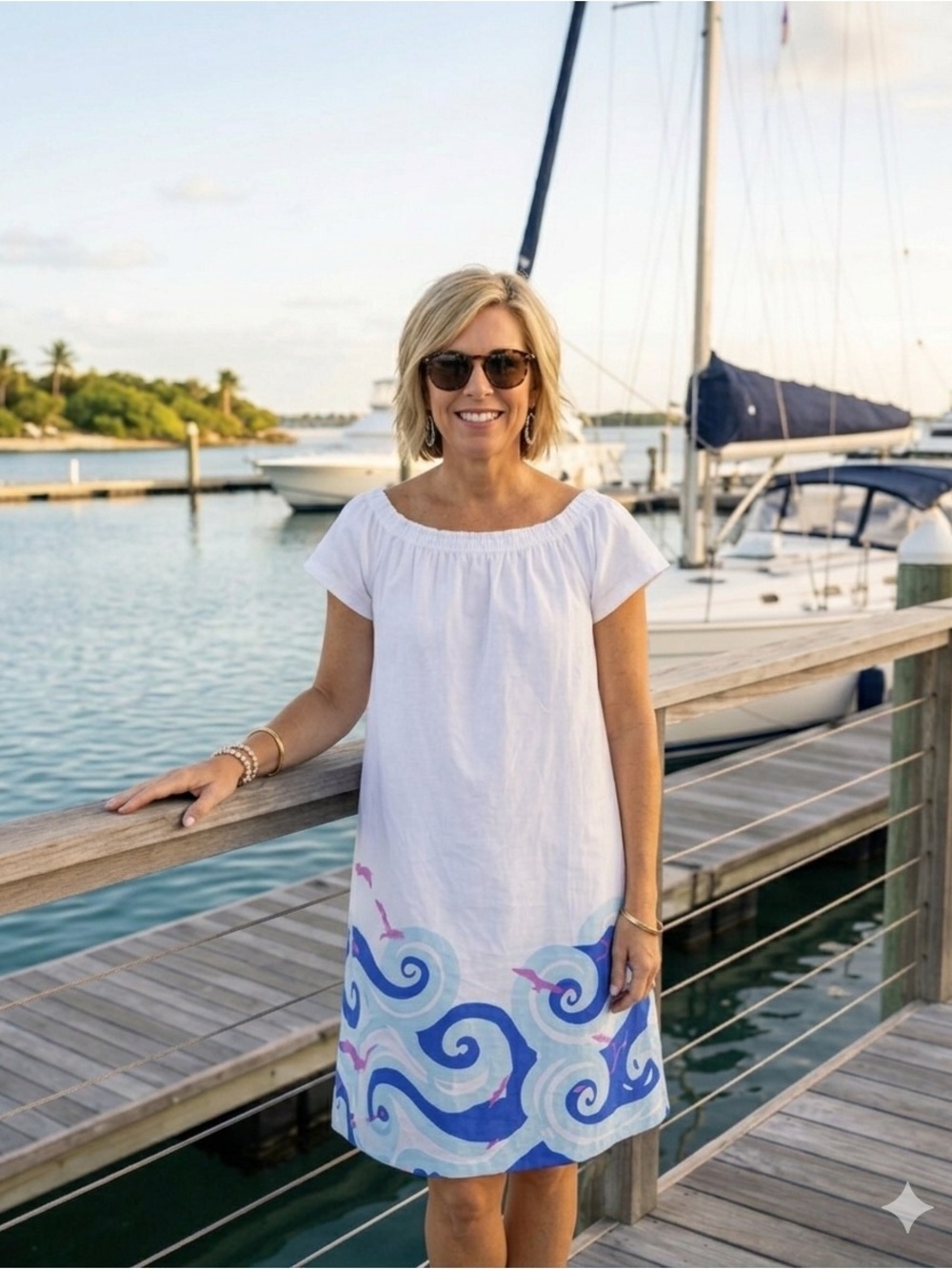 Lilly Pulitzer Lilly’s Gulls Bellevue Blue Cara Dress Wave Print Large - Picture 2 of 13
